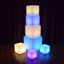 Cubo LED de cambio de color con iluminación taburete silla de asiento impermeable barra escena de boda, usado segunda mano  Embacar hacia Argentina