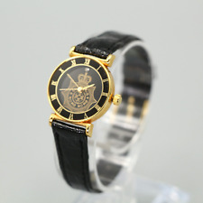 Relógio feminino tom preto e dourado 22 mm logotipo mostrador pulseira de couro com bateria nova comprar usado  Enviando para Brazil