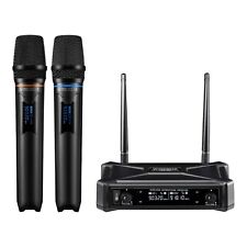 Wireless Microphone System, Professional Karaoke Microphone UHF Dual Channel Han, used for sale  Shipping to South Africa