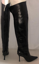 leather knee high black boots for sale  Los Angeles