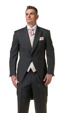 Grey Herringbone Tailcoat Jacket Morning Coat Wool Royal Ascot Wedding Mens Men for sale  Shipping to South Africa