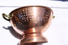 Vintage Copper Colander Brass Handles Pedestal Footed Tin lined, used for sale  Shipping to South Africa
