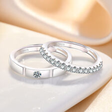 His and Her Rings Eternity Rings Promise Couple Ring 925 Sterling Silver Present for sale  Shipping to South Africa