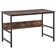 HOMCOM 2-Tier Writing Desk Metal Frame Smooth Shelves Storage Shelf Rustic Brown for sale  Shipping to South Africa