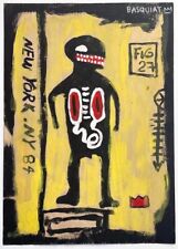 Jean-Michel Basquiat (Handmade) Drawing On Old Paper Signed & Stamped, Vtg art for sale  Shipping to South Africa