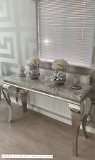 Display  Silver Grey White  Marble Louis Console Table 120cm X 40cm X 77cm, used for sale  Shipping to South Africa