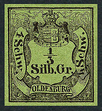 1852 Estados Antigos Alemães, Oldenburg, 1/3 p., MNH com goma Mi.1 réplica muito fina comprar usado  Enviando para Brazil