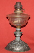 Antique Art Deco Glass Gas Lamp With Metal Floral Base, used for sale  Shipping to South Africa