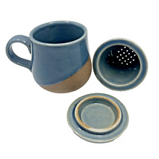 Taza de té de gres de cerámica brillante con tapa y cono de filtro de infusor segunda mano  Embacar hacia Argentina