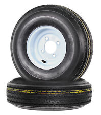 2-Pack Trailer Tire On Rim 570-8 5.70-8 8 in. Load C 4 Lug White Wheel, used for sale  Shipping to South Africa