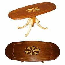 LOVELY SHERATON REVIVAL DAVID LINLEY STYLE MAPLE A& MAHOGANY OVAL COFFEE TABLE for sale  Shipping to South Africa