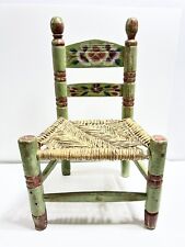 Silla de madera pintada a mano arte popular verde primitivo, usado segunda mano  Embacar hacia Argentina