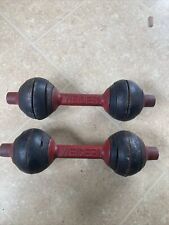 Vintage Weider GOGO Dumb Bells Pair Cast Iron Plates Red & Black 15lbs Fitness for sale  Shipping to South Africa