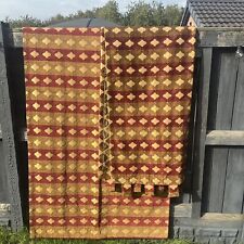 heavy carpet Style curtains red gold tab top Geometric Chenille? W51” D85.5” for sale  Shipping to South Africa