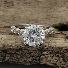 Pave 4.00 Ct. Round Cut Real Treated Diamond 925 Silver Engagement Ring for sale  Shipping to South Africa