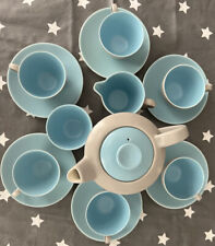 Vintage Poole Pottery Twintone Sky Blue & Dive Grey Espresso 6Cups, Saucers,jug, for sale  OXTED