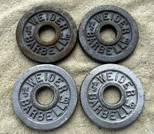 VINTAGE LOT OF 4 WEIDER 1-1`/2 POUND STANDARD BAR BELL PLATES, used for sale  Shipping to South Africa