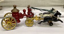 Vtg CAST IRON HORSE DRAWN FIRE ENGINE PUMPER WAGON TOY By KENTON 13 Inches for sale  Shipping to South Africa