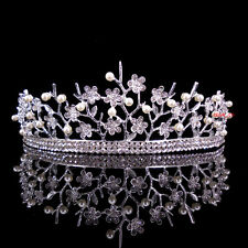 5cm Flor de pouco Alto Cristal Pérola Adulto Coroa Tiara Grande Rainha Do Baile De Casamento comprar usado  Enviando para Brazil