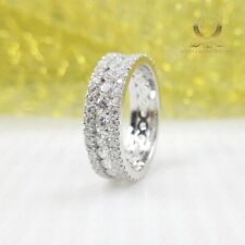 2 Carat Round Cut Solid 14K White Gold Moissanite Full Eternity Wedding Band for sale  Shipping to South Africa