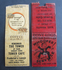 2 Old Vintage 1940's - TOWER CAFE - Matchcovers - Santa Monica CA.  - Bobtail comprar usado  Enviando para Brazil