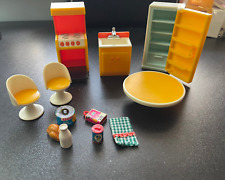 Used, Vtg Fisher Price Dollhouse 1977  Kitchen- Sink, Fridge, Stove, Chairs for sale  Shipping to South Africa