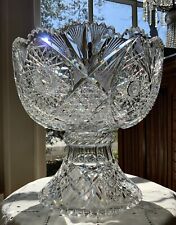 American Brilliant Cut Glass 12" Punch Bowl on Stand c. 1900-1910 for sale  Shipping to South Africa
