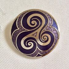 Vintage Celtic Sea Gems Triskelion Purple Enamel Silver-tone Brooch for sale  Shipping to South Africa
