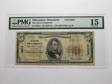 Billete de banco moneda nacional de $5 1929 Milwaukee Wisconsin WI Ch #6853 F15 PMG segunda mano  Embacar hacia Argentina