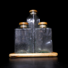 N23.668 Barattoli 3 frascos garrafas placa triangular madeira vidro arte mesa, usado comprar usado  Enviando para Brazil