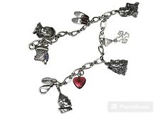 Vintage TMO Tec Wizard of Oz Pewter Charm Bracelet Enamel Accents for sale  Shipping to South Africa