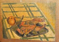 Pintura a óleo vintage frango assado acompanhado de natureza morta de pêssego comprar usado  Enviando para Brazil