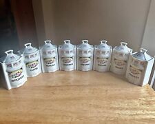 Set Of 8 Antique VTG Porcelain Spice Canisters Haas & Czjzek Paprika Oregano Etc for sale  Shipping to South Africa