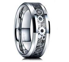 Stainless Steel Ring Mechanical Gear Wood Grain Steam Age Punk Men Jewelry Gift for sale  Shipping to South Africa