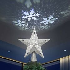 Christmas Tree Topper Lighted with Snowflake Projector LED Rotating (Silver), used for sale  Lakeville
