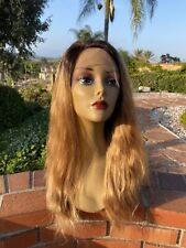 Used, Glue-less Full Lace wigs 16 Inch Human Hair Ombre Color Brazilian Hair Straight for sale  Walnut