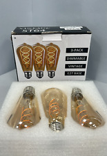 Used, 3 Pack Vintage Edison LED Light Bulbs ST64 3PCS LED Dimmable E27 Filament for sale  Shipping to South Africa