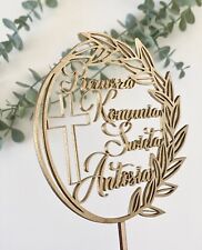 Pierwsza Komunia Swieta, First Holy Communion, Wooden Cake Topper-Any Name for sale  Shipping to South Africa