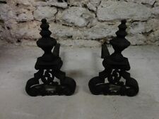 Pair Of Andirons Cast-Iron And Iron Forge for sale  Shipping to South Africa