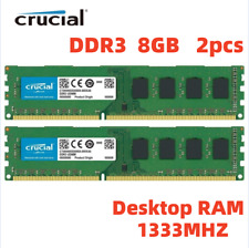 CRUCIAL DDR3 1333 MHz 16GB 2x 8GB PC3-10600 Desktop Memory RAM DIMM 240pin 16G comprar usado  Enviando para Brazil