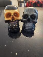 epoxy Skulls. 1 Black And Gold, 1 Greyish Black. Handmade Decoration. Read Info. for sale  Shipping to South Africa