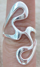 Anel feminino longo prata esterlina 925 liso forma livre rabisco tamanho K a Q comprar usado  Enviando para Brazil