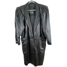 Trench coat vintage Gino di Giorgio couro preto com botões tamanho G comprar usado  Enviando para Brazil
