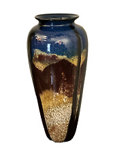 Signed Satava Art Glass Vase Bamboo Over Mountain Background 12" One of a Kind, used for sale  Shipping to South Africa