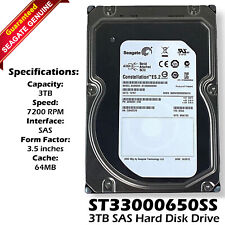 Seagate Constellation ES.2 ST33000650SS 3TB 7200RPM SAS 6Gb/s 64Mb Hard Drive for sale  Shipping to South Africa