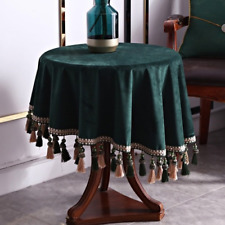 Retro Green Velvet Round Tablecloth Tassels Party   Table Cover Decor Europe myynnissä  Leverans till Finland