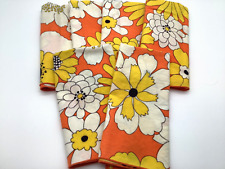 Used, 6 Vintage 1970's Flower Power Linen Tea Napkins Square 16.5” Orange Floral for sale  Shipping to South Africa