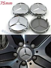 4 x TAPA LLANTAS TAPABUJES GRIS PLATA CROMADAS PARA MERCEDES BENZ 75MM segunda mano  Embacar hacia Argentina