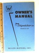 Original 1955 JEEP Dispatcher DJ-3A Owners Manual Willys Motors Inc for sale  Shipping to South Africa