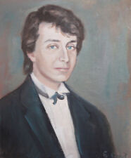Vintage oil painting young male portrait signed 	 for sale  Shipping to Canada